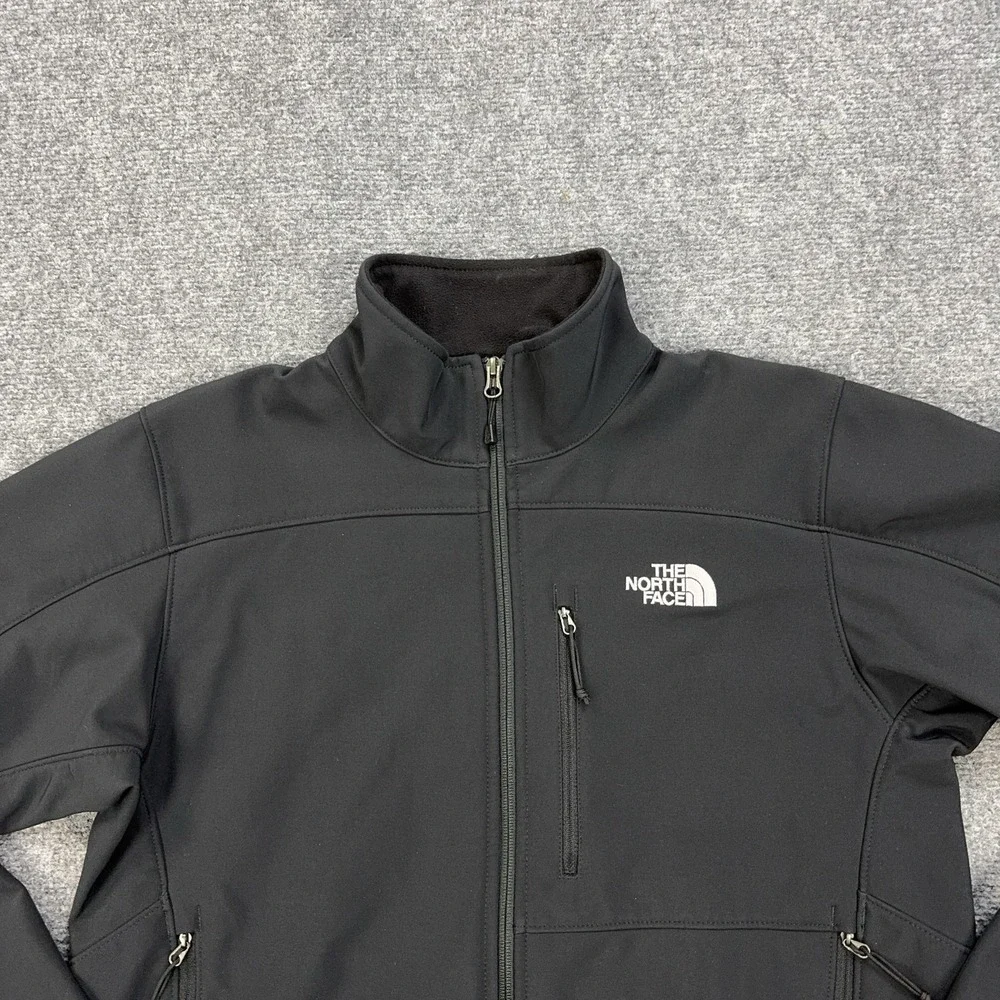 The North Face Jacket Mens Medium Black Softshell Full Zip Fleece Lined AMVY